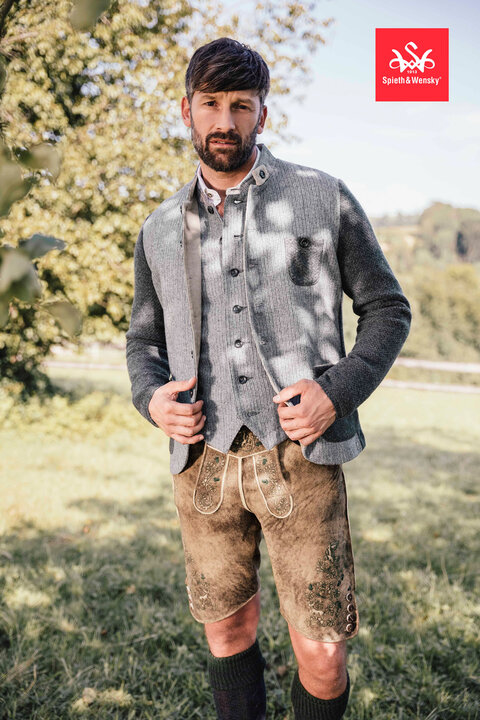 Schicke Leinenjanker mit passender Weste g&uuml;nstig kaufen im Trachten shop Zell