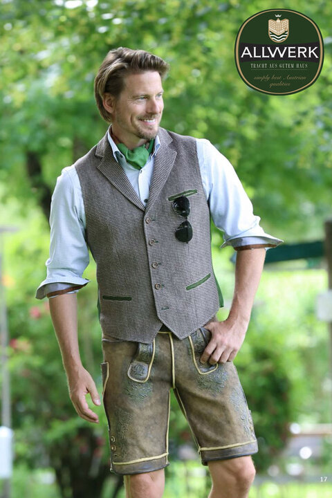 Schicke Trachtenwesten eignen sich perfekt f&uuml;r das Hochzeitsooutfit, kombiniert zur schicken lederhose ist das Outfit perfekt